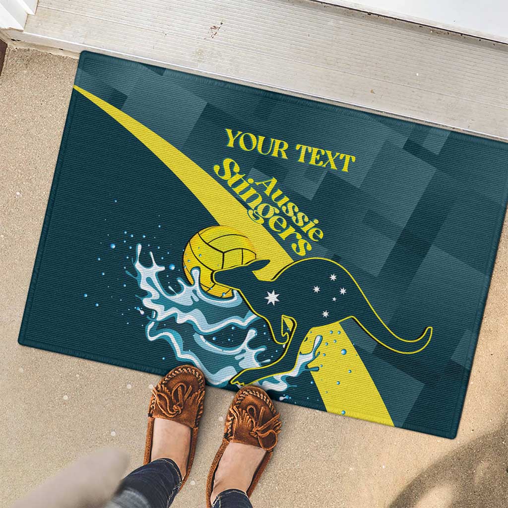 Custom Australia Water Polo 2024 Rubber Doormat Aussie Stingers Kangaroo Sporty Version