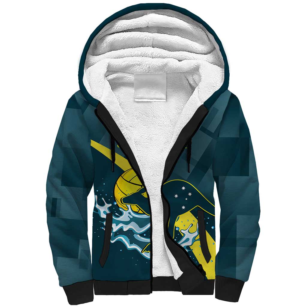 Custom Australia Water Polo 2024 Sherpa Hoodie Aussie Stingers Kangaroo Sporty Version
