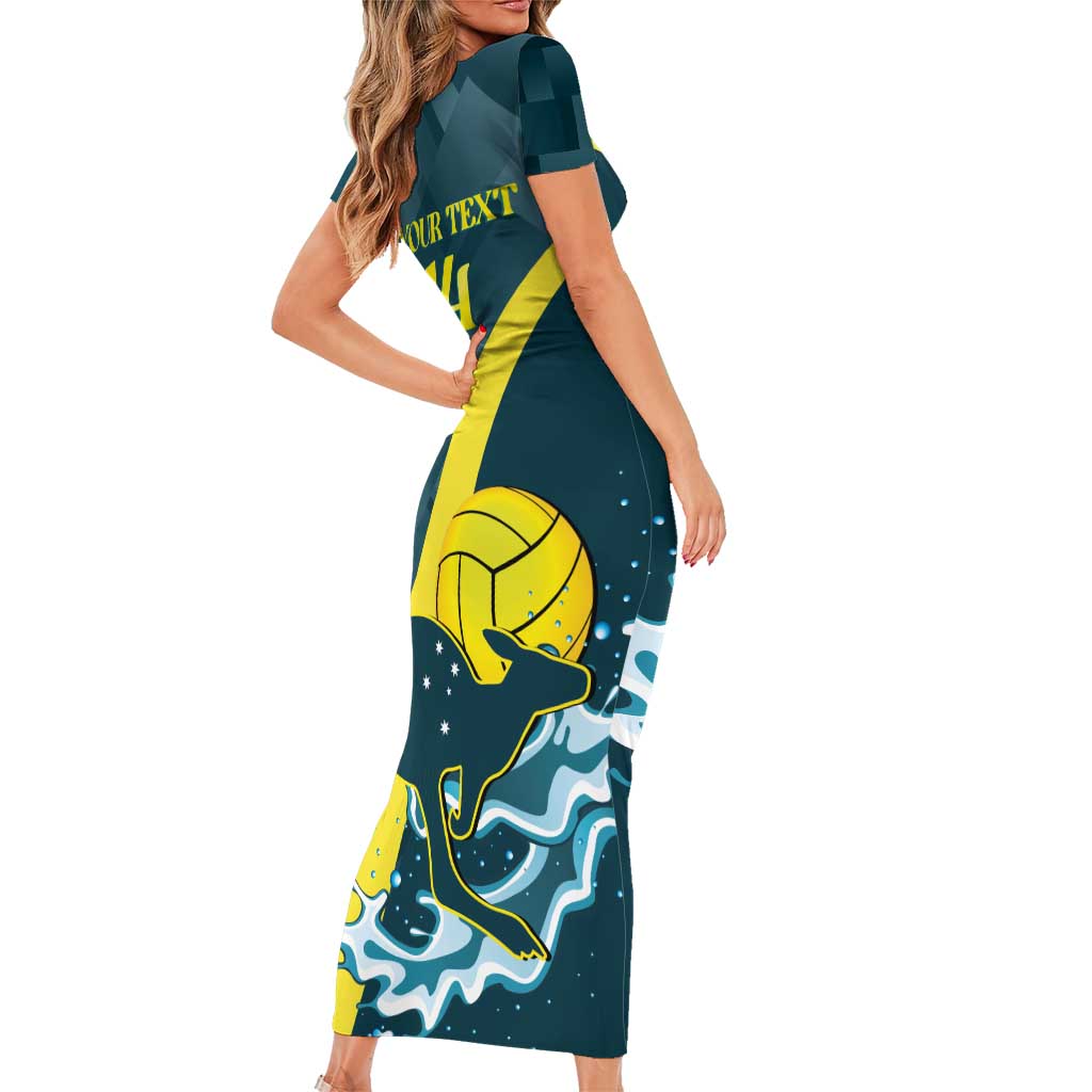 Custom Australia Water Polo 2024 Short Sleeve Bodycon Dress Aussie Stingers Kangaroo Sporty Version