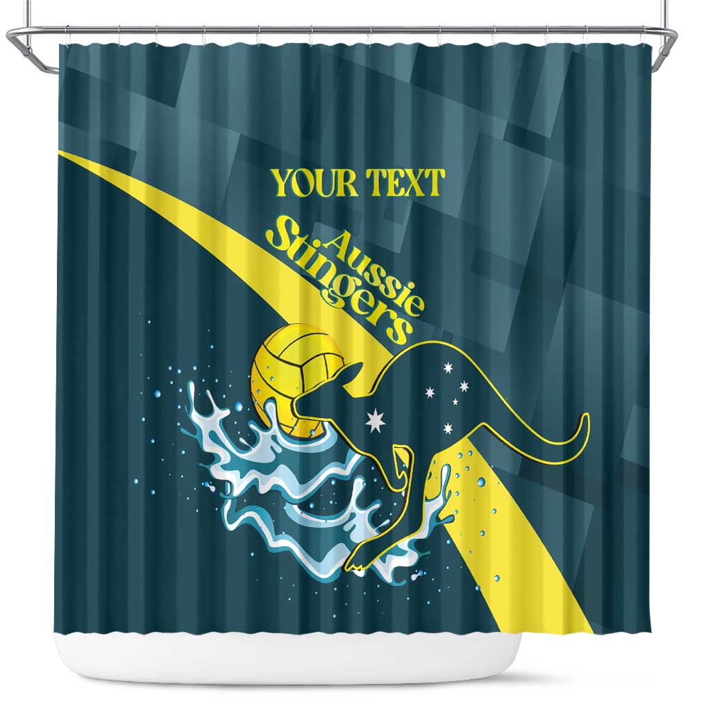 Custom Australia Water Polo 2024 Shower Curtain Aussie Stingers Kangaroo Sporty Version