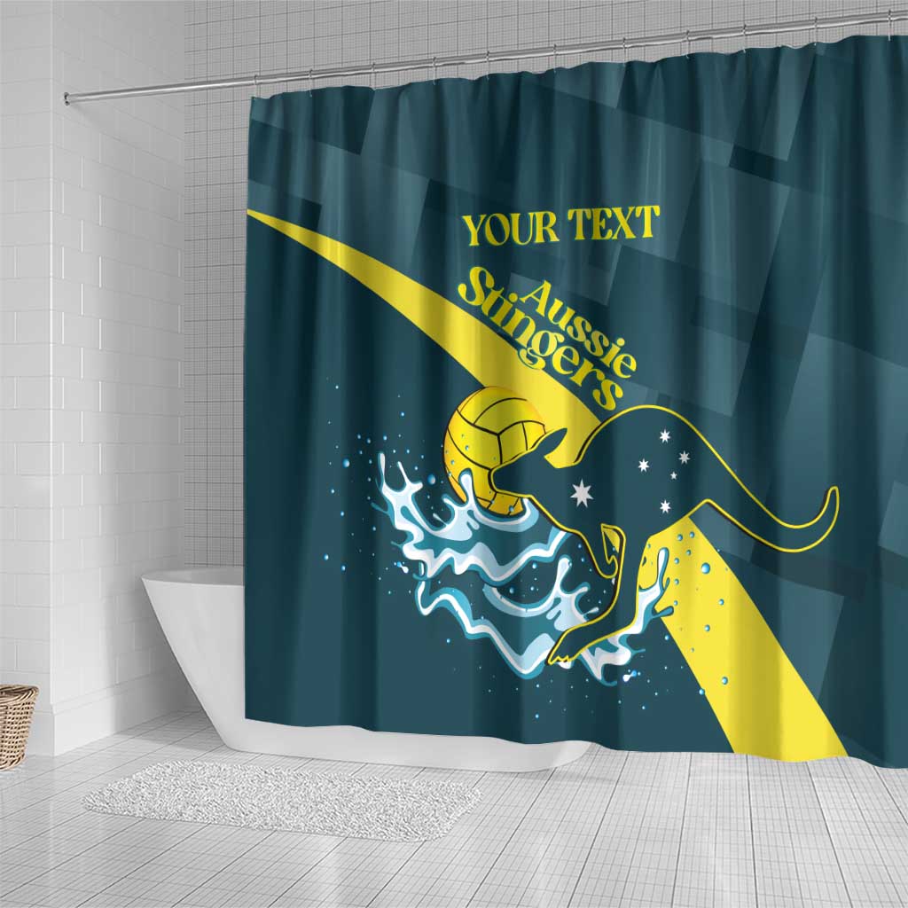 Custom Australia Water Polo 2024 Shower Curtain Aussie Stingers Kangaroo Sporty Version