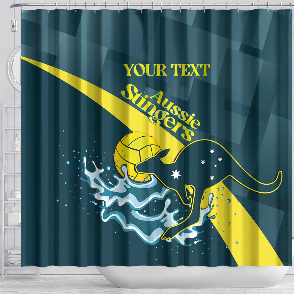 Custom Australia Water Polo 2024 Shower Curtain Aussie Stingers Kangaroo Sporty Version