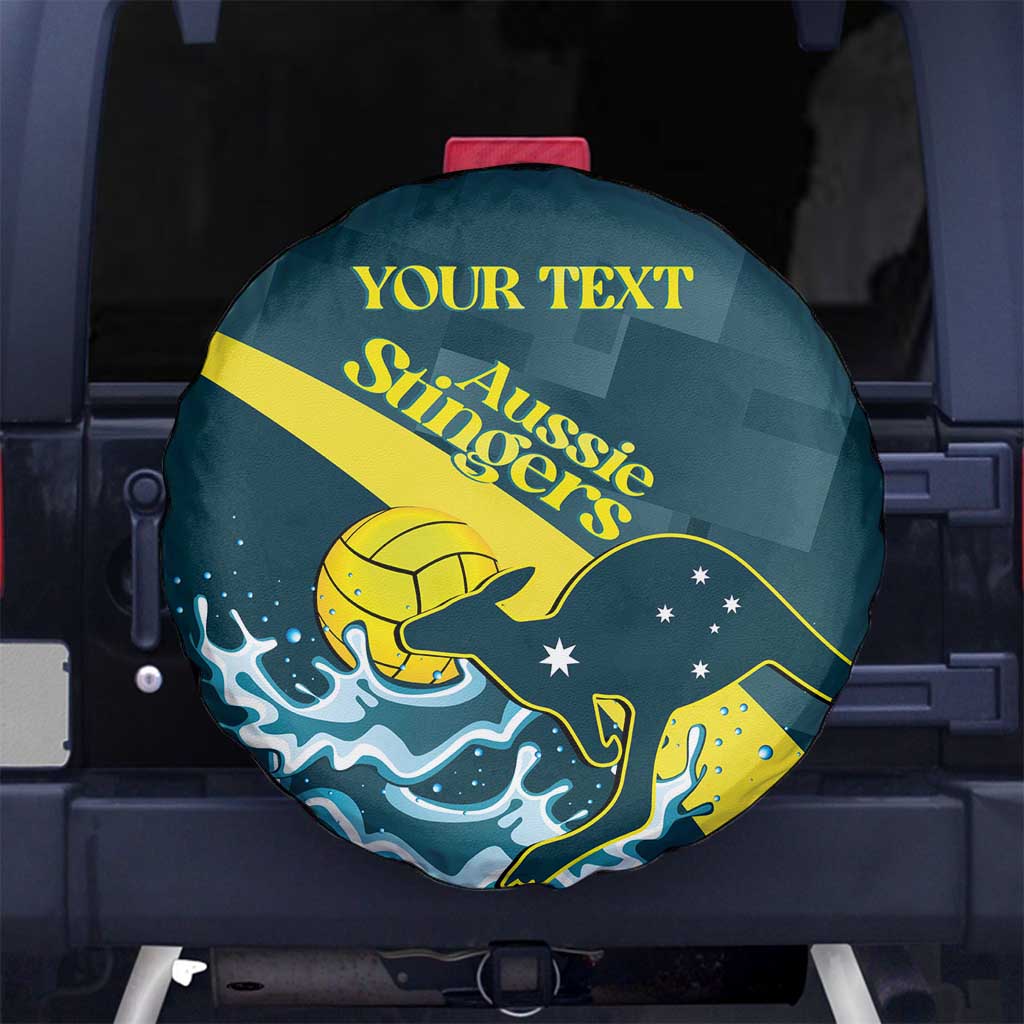 Custom Australia Water Polo 2024 Spare Tire Cover Aussie Stingers Kangaroo Sporty Version