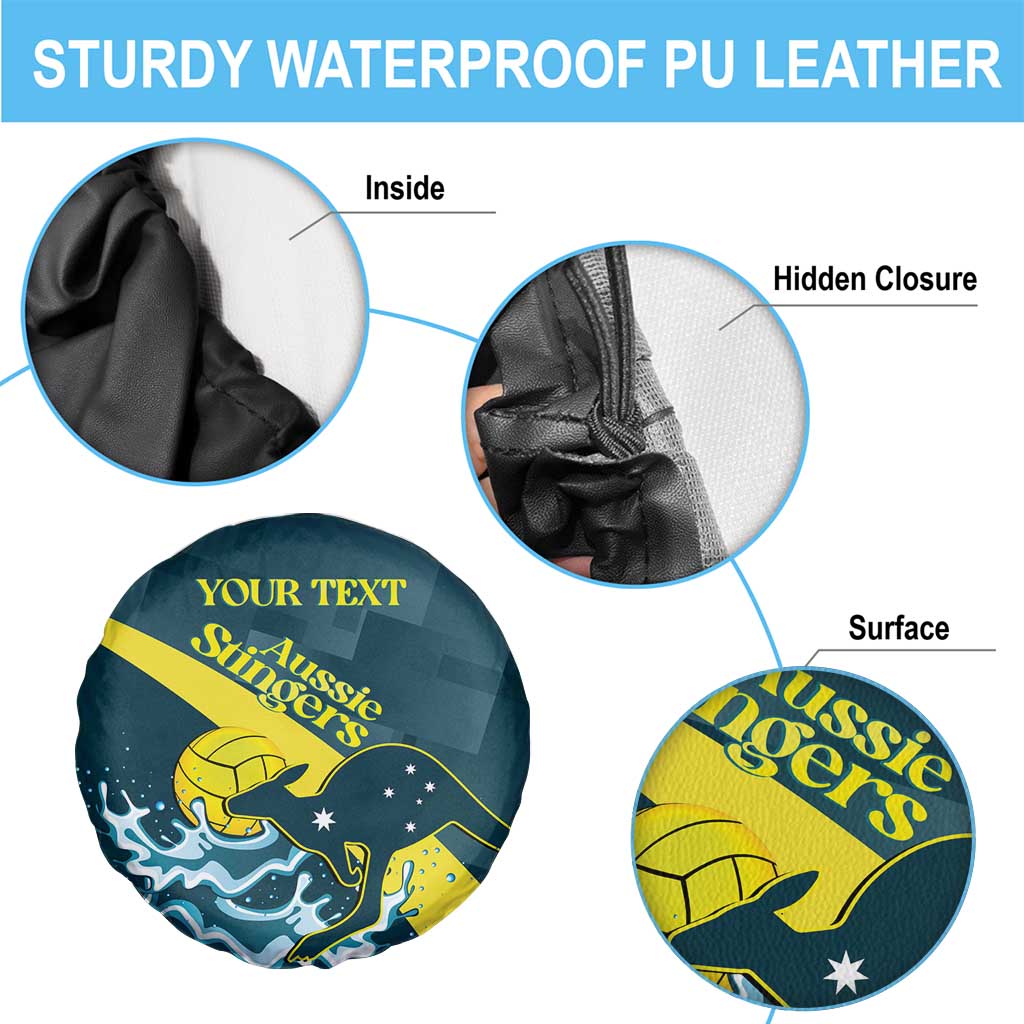 Custom Australia Water Polo 2024 Spare Tire Cover Aussie Stingers Kangaroo Sporty Version