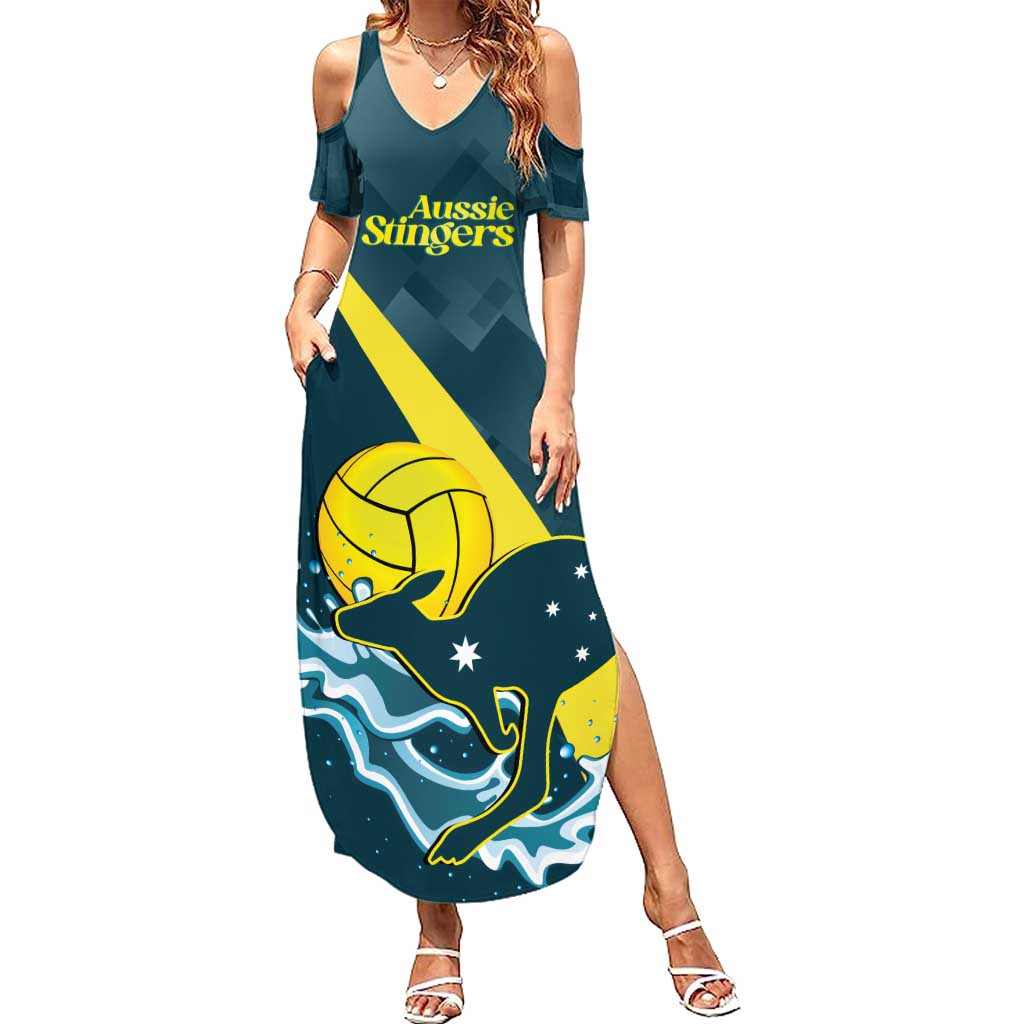 Custom Australia Water Polo 2024 Summer Maxi Dress Aussie Stingers Kangaroo Sporty Version