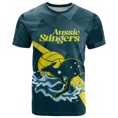 Custom Australia Water Polo 2024 T Shirt Aussie Stingers Kangaroo Sporty Version