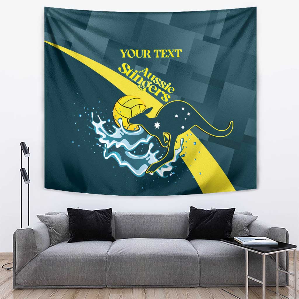 Custom Australia Water Polo 2024 Tapestry Aussie Stingers Kangaroo Sporty Version