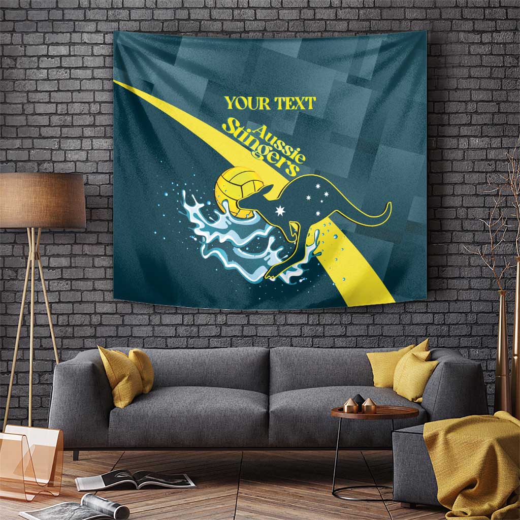 Custom Australia Water Polo 2024 Tapestry Aussie Stingers Kangaroo Sporty Version