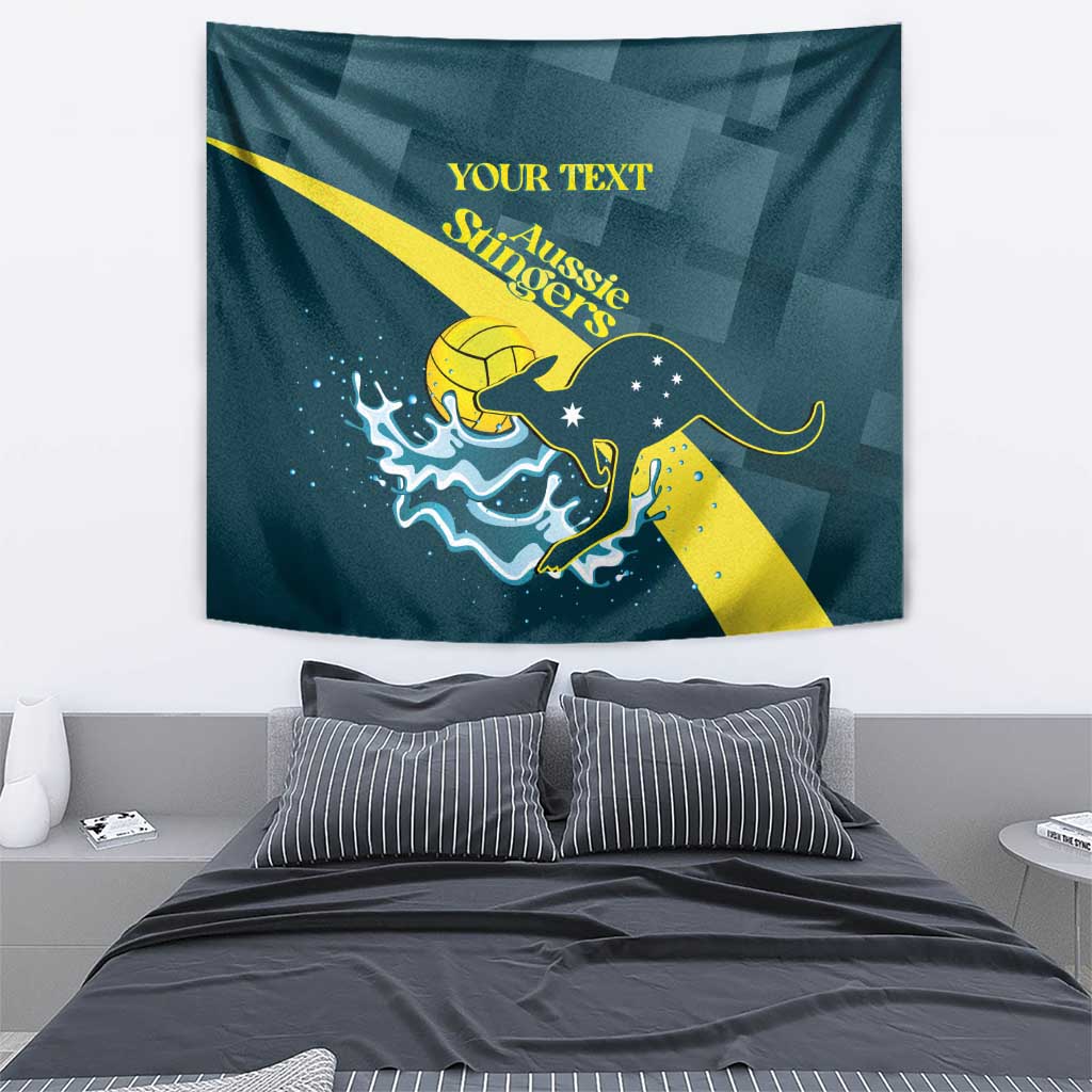 Custom Australia Water Polo 2024 Tapestry Aussie Stingers Kangaroo Sporty Version
