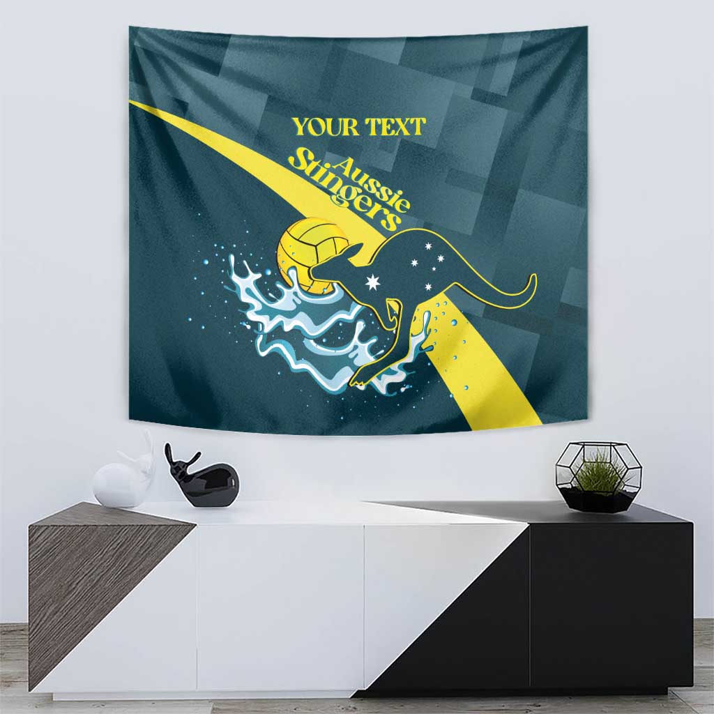 Custom Australia Water Polo 2024 Tapestry Aussie Stingers Kangaroo Sporty Version