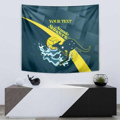 Custom Australia Water Polo 2024 Tapestry Aussie Stingers Kangaroo Sporty Version