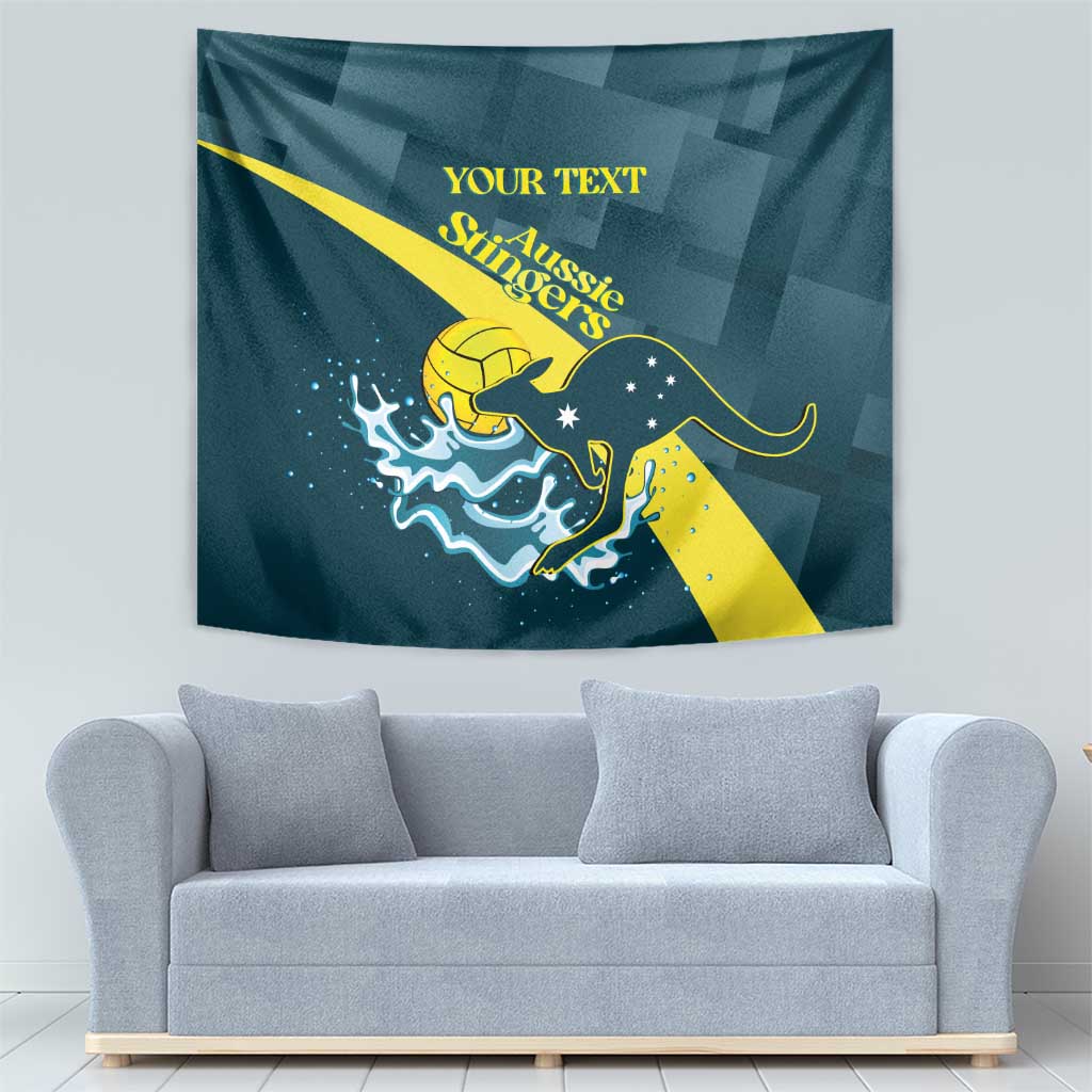 Custom Australia Water Polo 2024 Tapestry Aussie Stingers Kangaroo Sporty Version