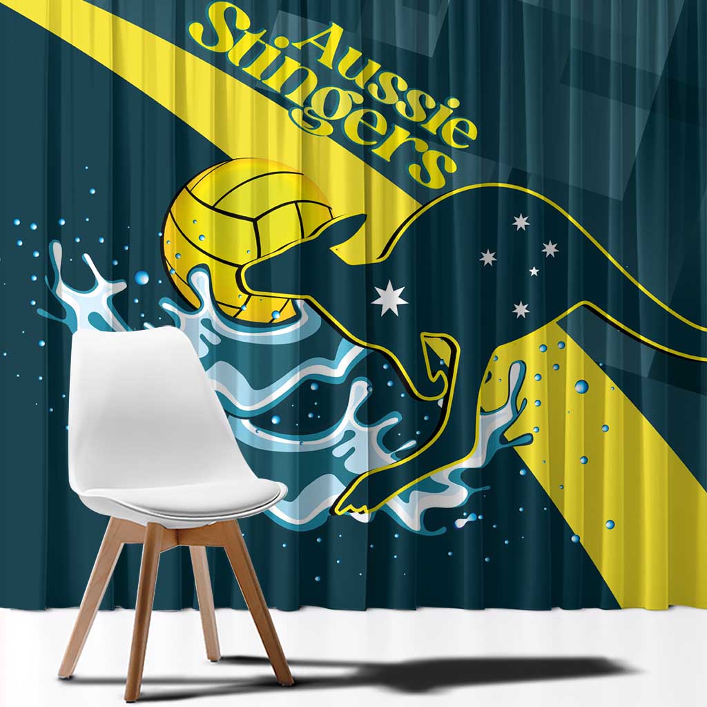 Custom Australia Water Polo 2024 Window Curtain Aussie Stingers Kangaroo Sporty Version