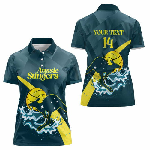 Custom Australia Water Polo 2024 Women Polo Shirt Aussie Stingers Kangaroo Sporty Version