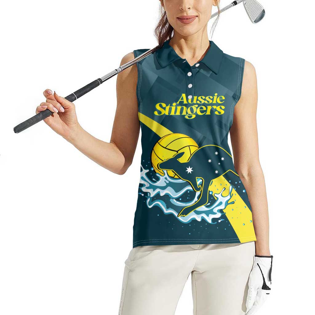 Custom Australia Water Polo 2024 Women Sleeveless Polo Shirt Aussie Stingers Kangaroo Sporty Version