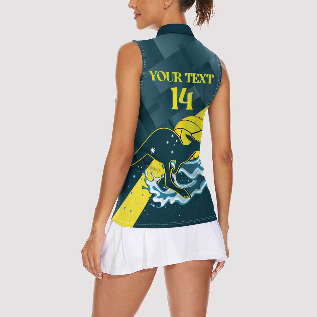 Custom Australia Water Polo 2024 Women Sleeveless Polo Shirt Aussie Stingers Kangaroo Sporty Version
