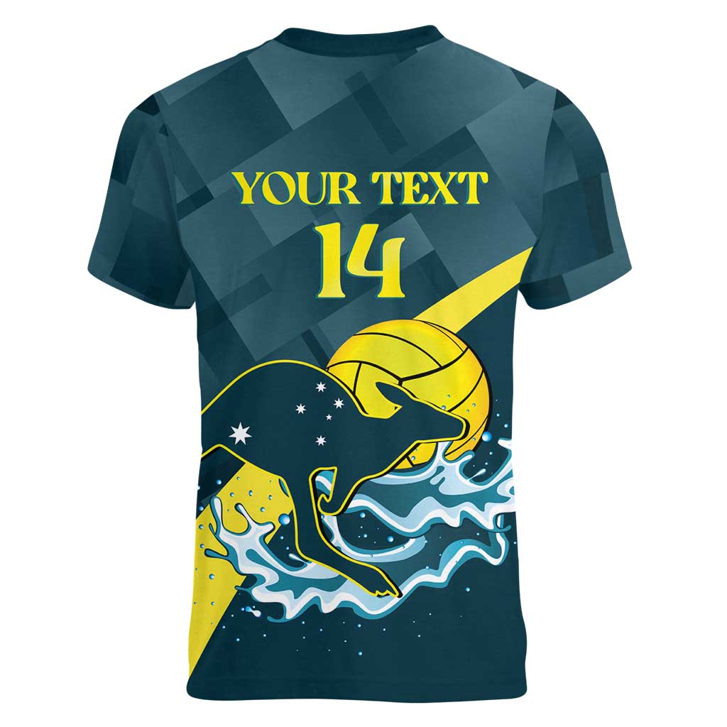Custom Australia Water Polo 2024 Women V-Neck T-Shirt Aussie Stingers Kangaroo Sporty Version