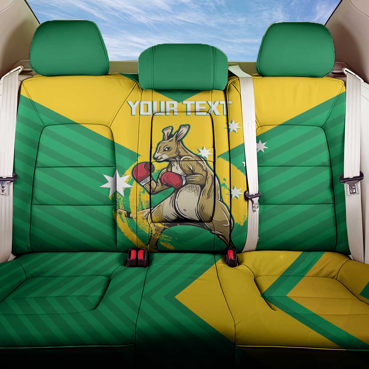 Personalised Australia Boxing Kangaroo Back Car Seat Cover Aussie Pride National Color