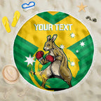Personalised Australia Boxing Kangaroo Beach Blanket Aussie Pride National Color