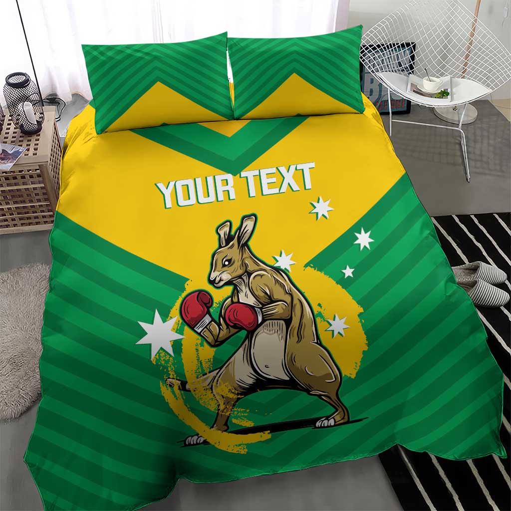 Personalised Australia Boxing Kangaroo Bedding Set Aussie Pride National Color