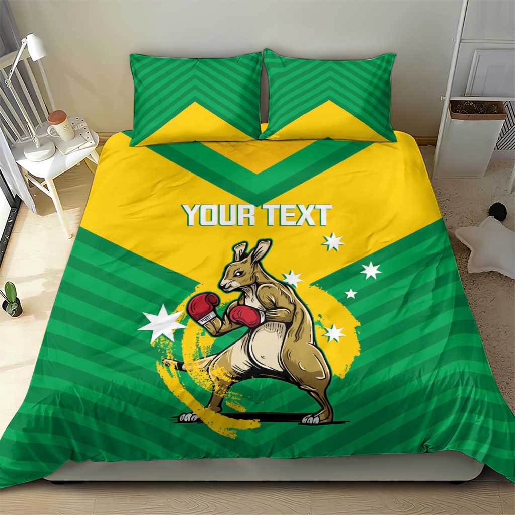 Personalised Australia Boxing Kangaroo Bedding Set Aussie Pride National Color