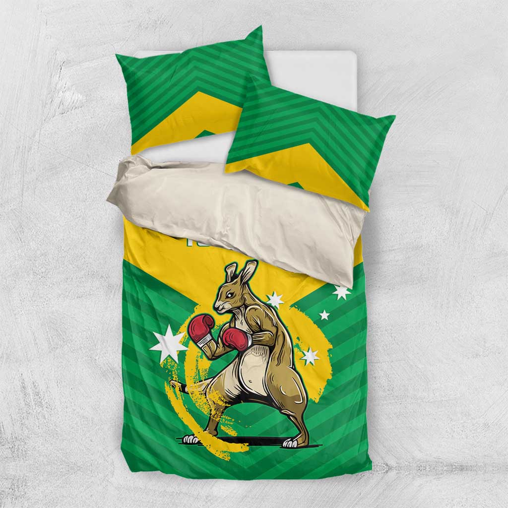 Personalised Australia Boxing Kangaroo Bedding Set Aussie Pride National Color