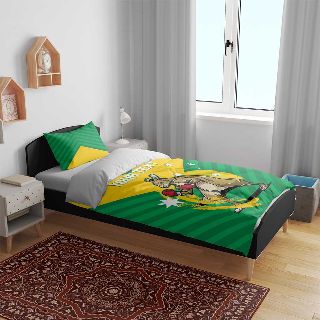 Personalised Australia Boxing Kangaroo Bedding Set Aussie Pride National Color