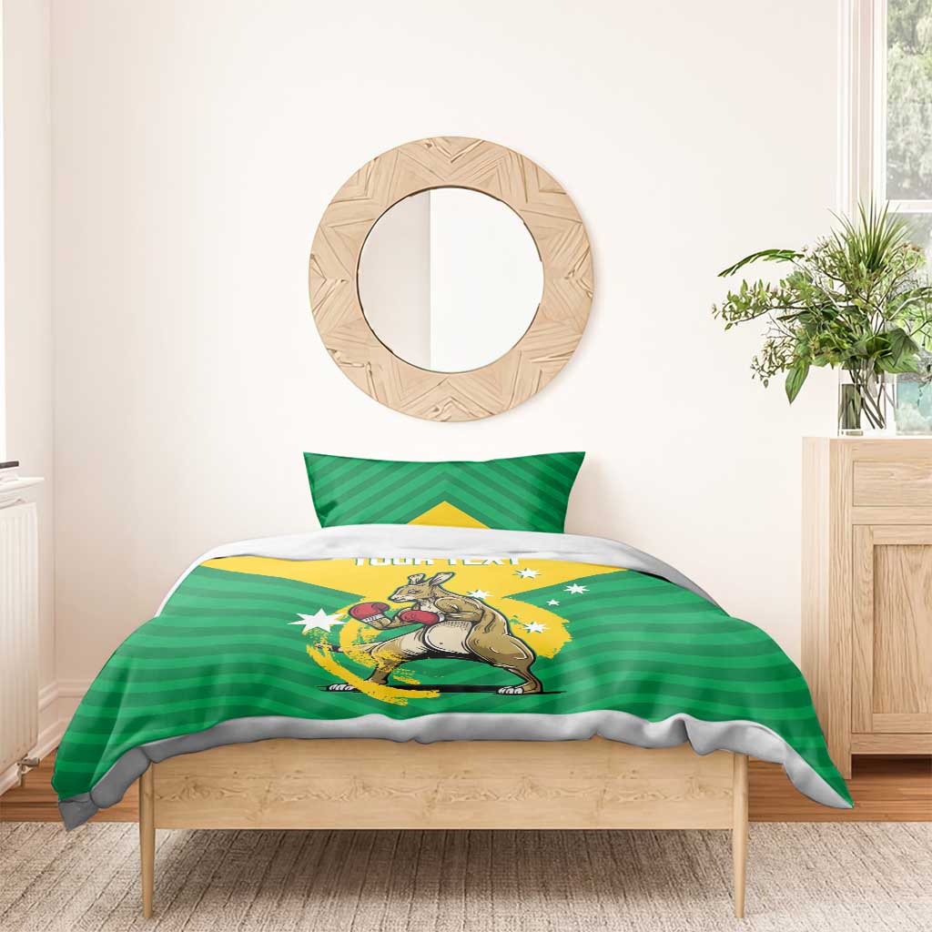 Personalised Australia Boxing Kangaroo Bedding Set Aussie Pride National Color