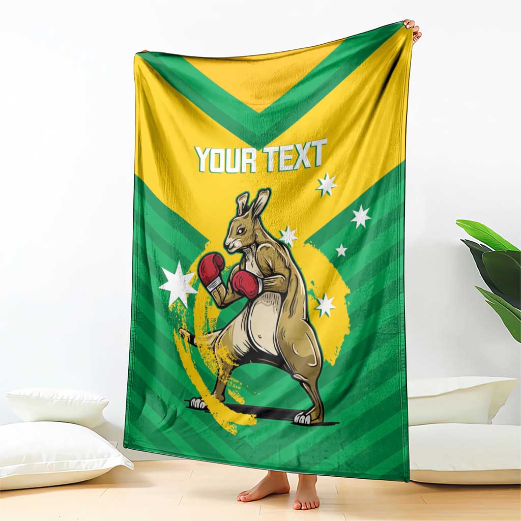 Personalised Australia Boxing Kangaroo Blanket Aussie Pride National Color