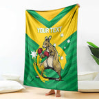 Personalised Australia Boxing Kangaroo Blanket Aussie Pride National Color