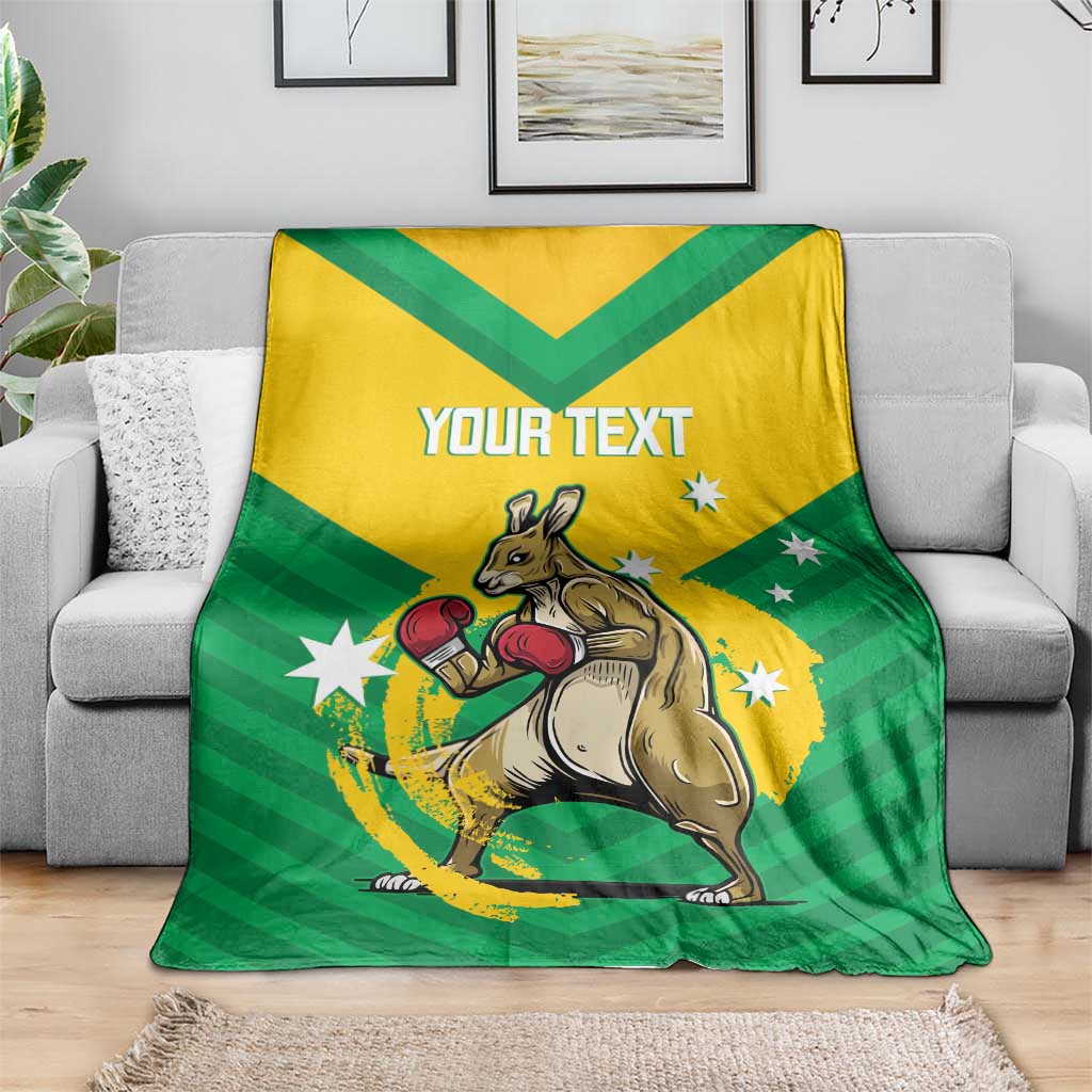 Personalised Australia Boxing Kangaroo Blanket Aussie Pride National Color