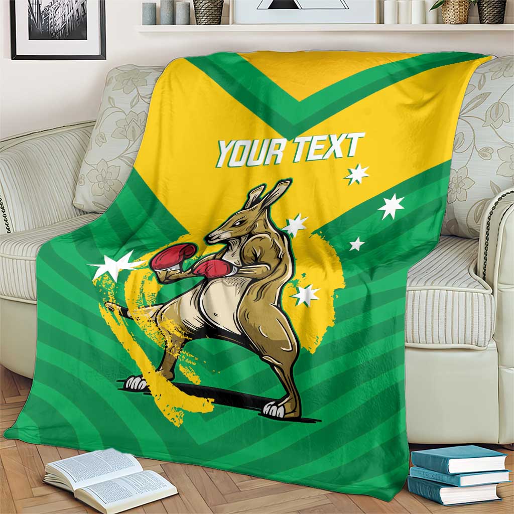 Personalised Australia Boxing Kangaroo Blanket Aussie Pride National Color