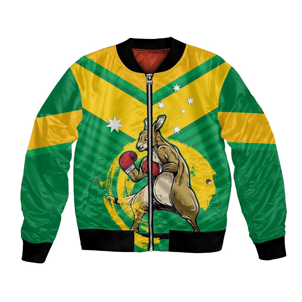 Personalised Australia Boxing Kangaroo Bomber Jacket Aussie Pride National Color