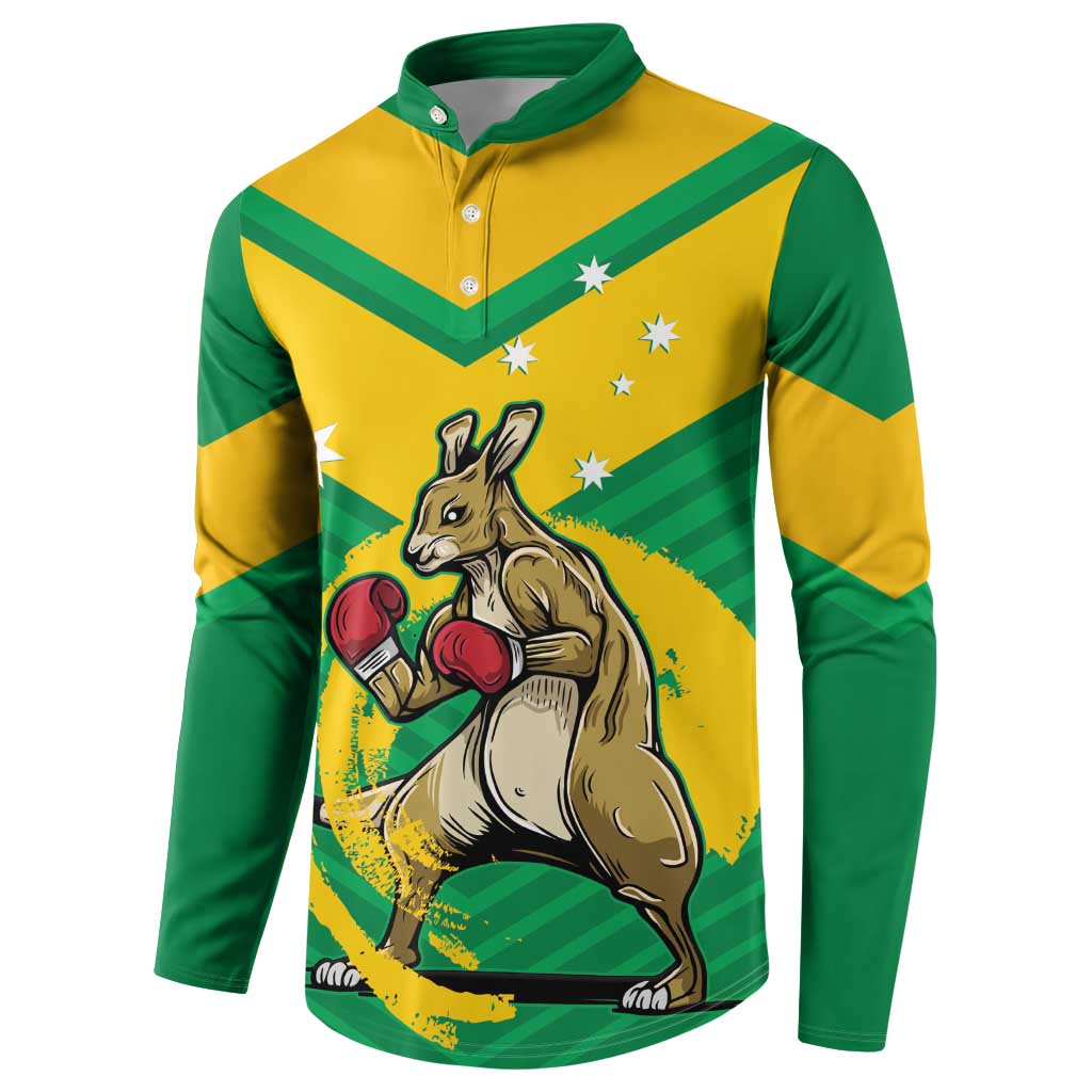 Personalised Australia Boxing Kangaroo Button Sweatshirt Aussie Pride National Color