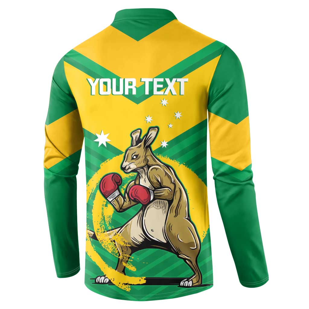Personalised Australia Boxing Kangaroo Button Sweatshirt Aussie Pride National Color