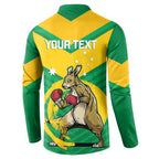Personalised Australia Boxing Kangaroo Button Sweatshirt Aussie Pride National Color