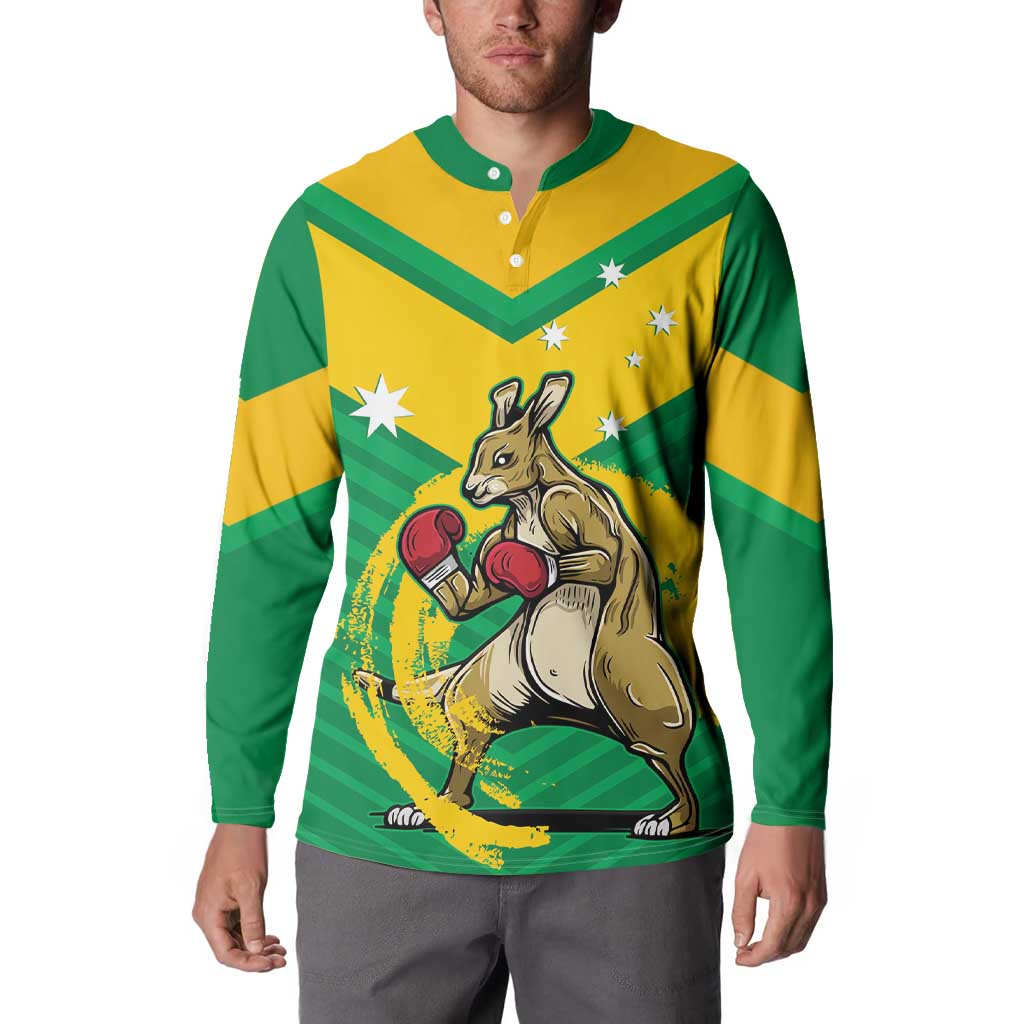 Personalised Australia Boxing Kangaroo Button Sweatshirt Aussie Pride National Color
