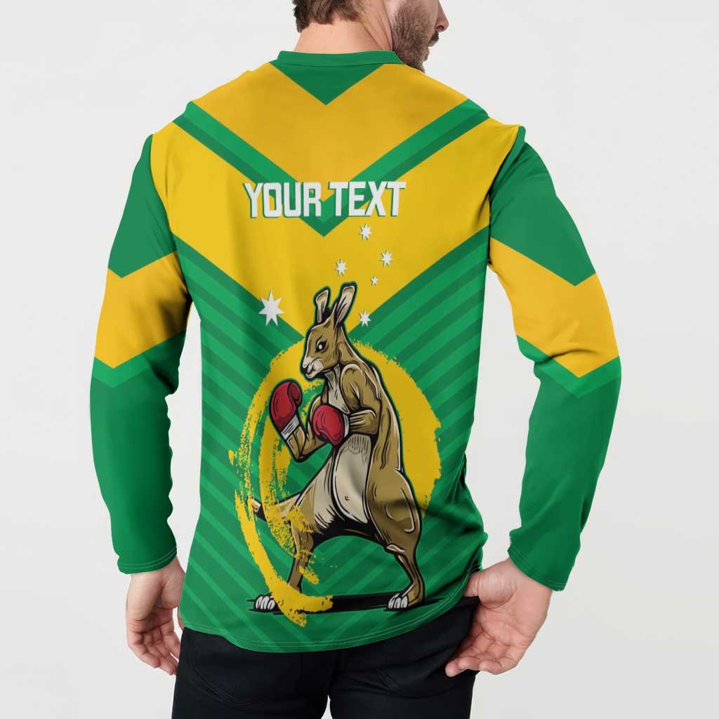 Personalised Australia Boxing Kangaroo Button Sweatshirt Aussie Pride National Color