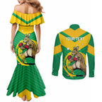 Personalised Australia Boxing Kangaroo Couples Matching Mermaid Dress and Long Sleeve Button Shirt Aussie Pride National Color