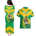 Personalised Australia Boxing Kangaroo Couples Matching Puletasi and Hawaiian Shirt Aussie Pride National Color