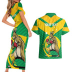 Personalised Australia Boxing Kangaroo Couples Matching Short Sleeve Bodycon Dress and Hawaiian Shirt Aussie Pride National Color