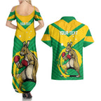 Personalised Australia Boxing Kangaroo Couples Matching Summer Maxi Dress and Hawaiian Shirt Aussie Pride National Color