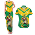 Personalised Australia Boxing Kangaroo Couples Matching Tank Maxi Dress and Hawaiian Shirt Aussie Pride National Color