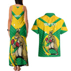 Personalised Australia Boxing Kangaroo Couples Matching Tank Maxi Dress and Hawaiian Shirt Aussie Pride National Color