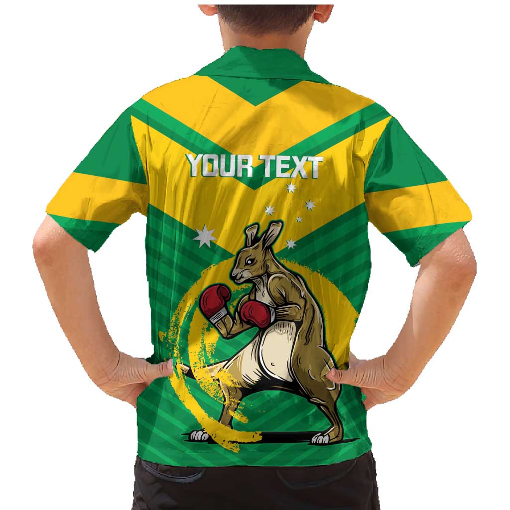 Personalised Australia Boxing Kangaroo Family Matching Mermaid Dress and Hawaiian Shirt Aussie Pride National Color