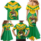 Personalised Australia Boxing Kangaroo Family Matching Mermaid Dress and Hawaiian Shirt Aussie Pride National Color