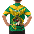 Personalised Australia Boxing Kangaroo Family Matching Off Shoulder Maxi Dress and Hawaiian Shirt Aussie Pride National Color