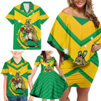 Personalised Australia Boxing Kangaroo Family Matching Off Shoulder Short Dress and Hawaiian Shirt Aussie Pride National Color