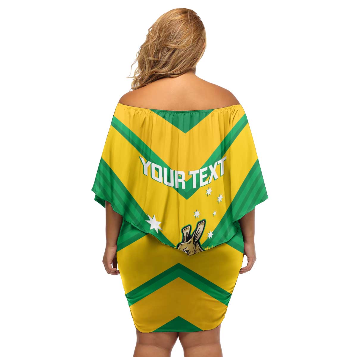 Personalised Australia Boxing Kangaroo Family Matching Off Shoulder Short Dress and Hawaiian Shirt Aussie Pride National Color
