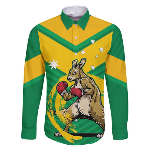 Personalised Australia Boxing Kangaroo Family Matching Puletasi and Hawaiian Shirt Aussie Pride National Color